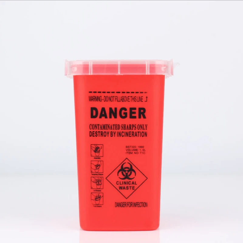 Disposable Tattoo Needle Sharps Containers 1L Portable Biohazard Box for Microblading Cartridge Needles  Medical Waste Supplies