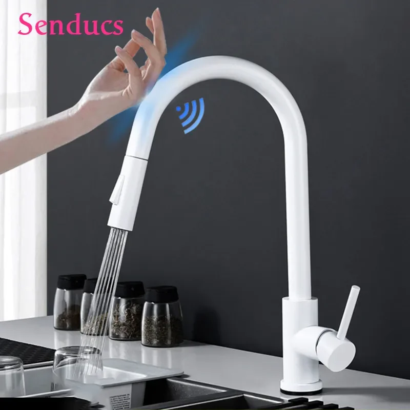 Sensor  Kitchen Faucet Pull Out Stainless Steel Touch Function Kitchen Mixer Taps Modern Hot and Cold Kitchen Water Faucets Tap