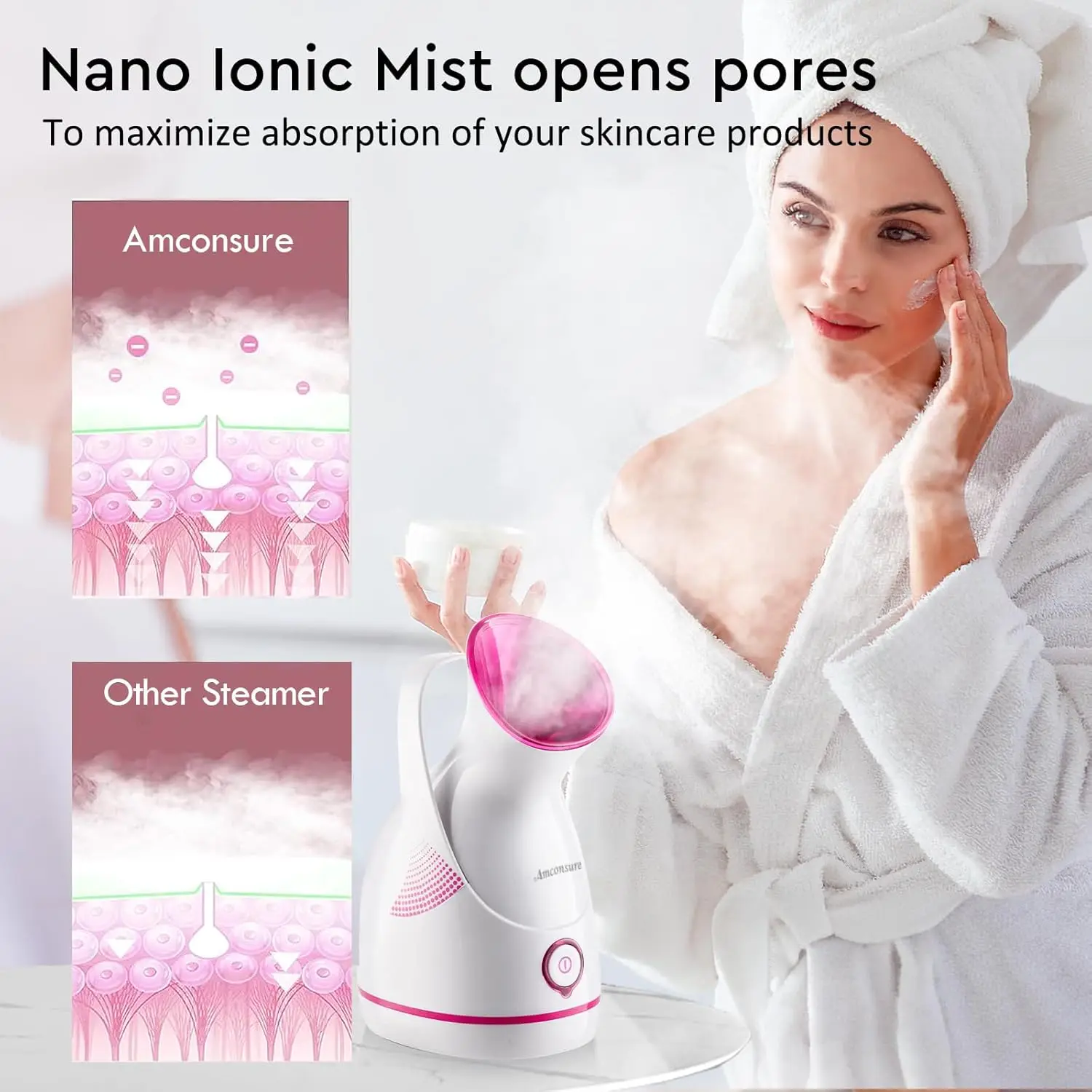 

Facial Steamer - Nano Ionic Face Steamer Warm Mist Steamer for Home Sauna SPA, Humidifier for Face Steamer for Deep Cleaning