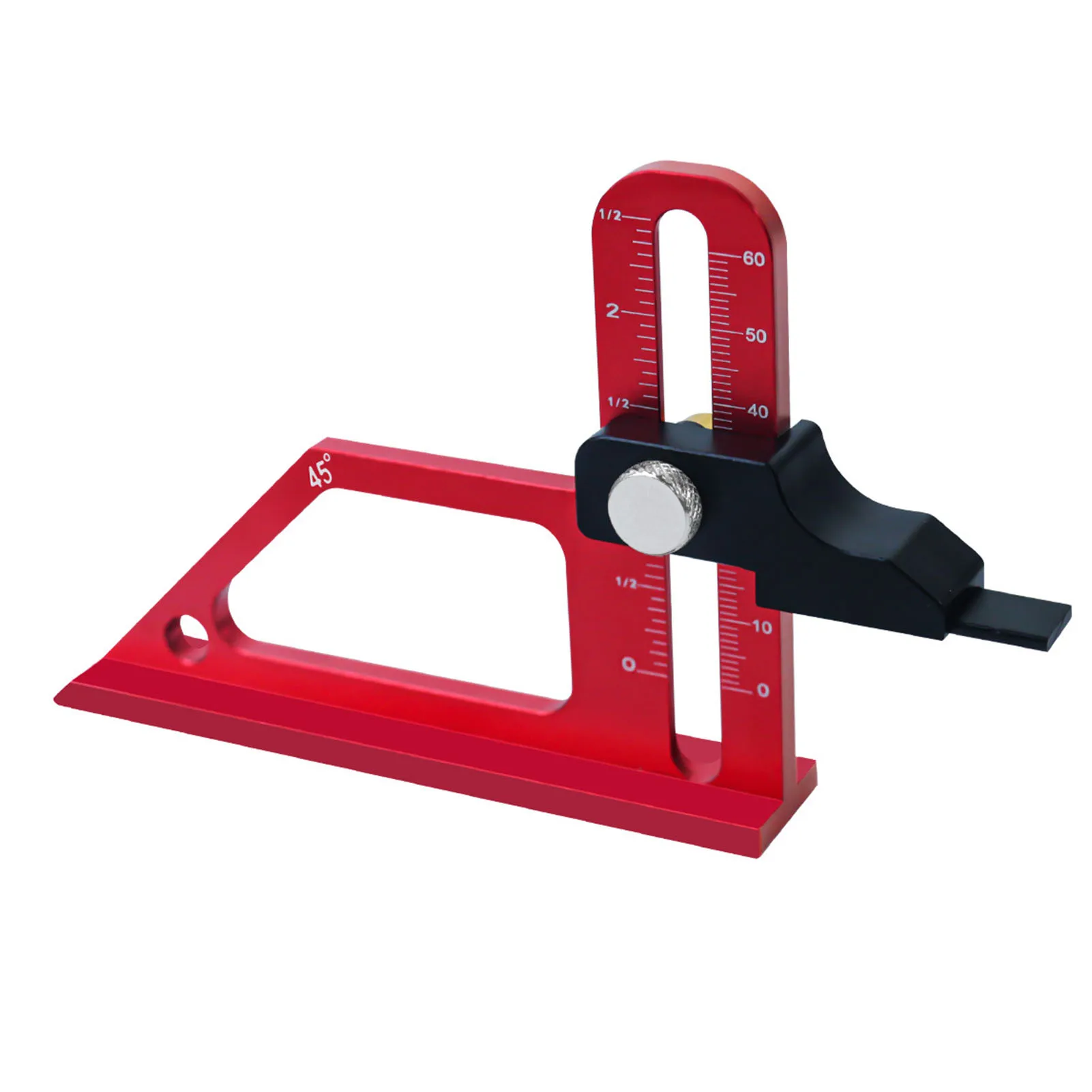 Table Saw Height Gauge Aluminum Alloy 0 to 60mm 45° Multifunctional Woodworking Tool Setting Gauge Depth Measuring Tool