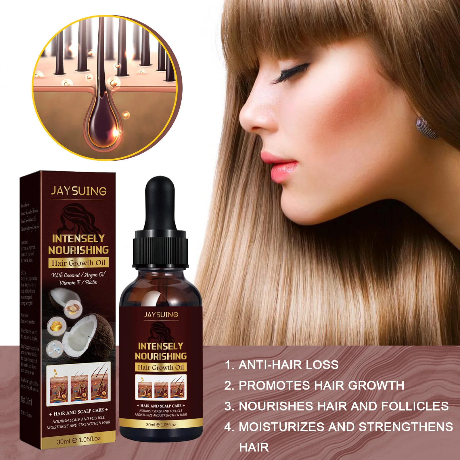 Aceite esencial para el crecimiento del cabello, anticaspa, previene la calvicie, adelgazamiento del cabello, esencia hidratante nutritiva antipérdida de cabello