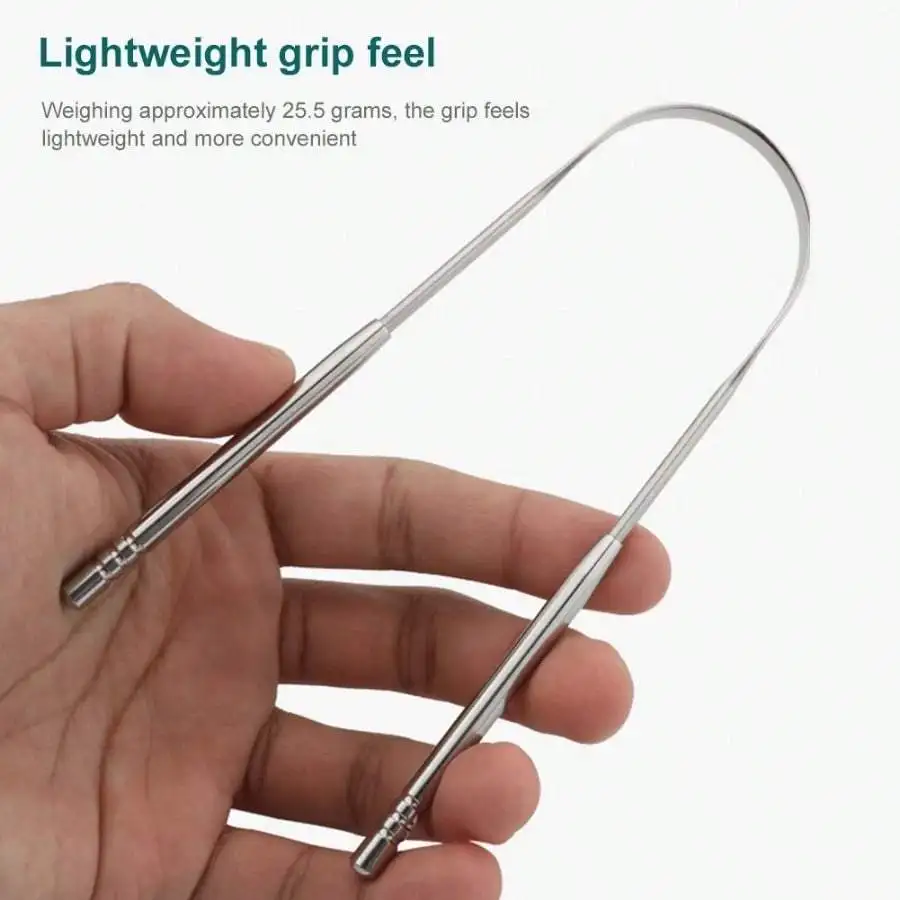 3pcs Set Hypoallergenic Stainless Steel Tongue Scraper with Ergonomic Handle Fresh Breath Oral Care Tool Easy to Use for Adults