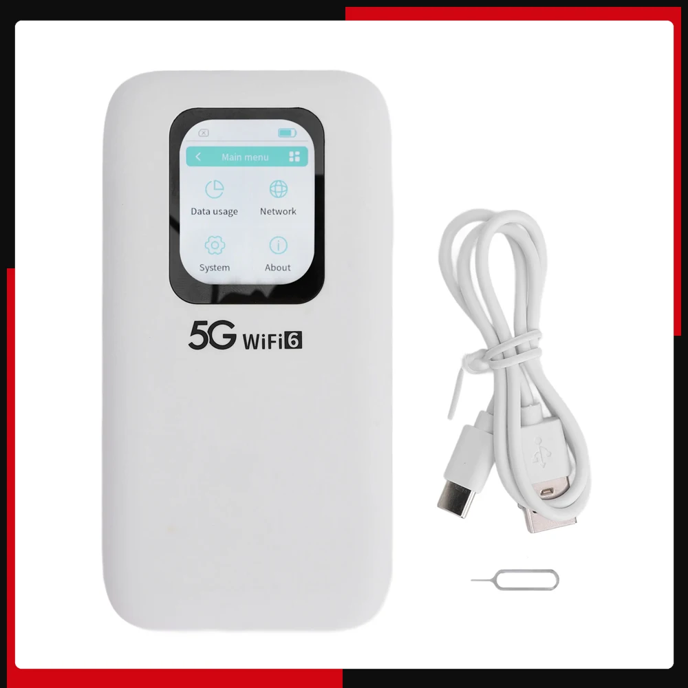 5G Mobile Pocket Hotspot WiFi 6 Long Battery Life High Speed Connects Up To 16 Devices 2.01in Hotspot for Travel Mobile Router