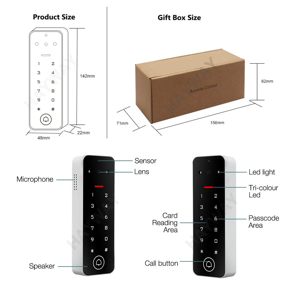 Timbre de puerta inalámbrico con WiFi, intercomunicador de vídeo para el hogar, cámara con desbloqueo de una tecla, tarjeta RFID, desbloqueo de