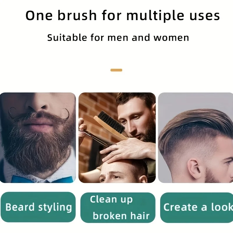 فرشاة شعر بشعيرات الخنزير بمقبض خشبي - مشط مضاد للكهرباء الساكنة وفك تشابك الشعر وتصفيفه لفرشاة تدليك فروة الرأس ذات الشعر الناعم والكثيف