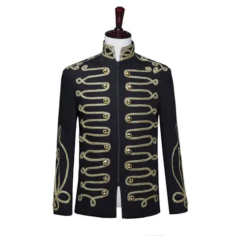 Embroidered Gold-Edged Military Uniform Double-Row Buttoned Performance Suit for Acting And Photography Youth Autumn Wear