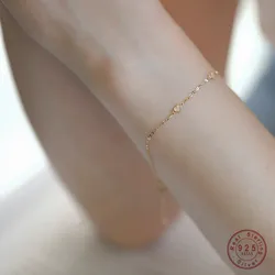 925 Sterling Silver 14k Gold Plated Bracelet Simple Temperament Small Heart Bracelet for Women All-match Accessories