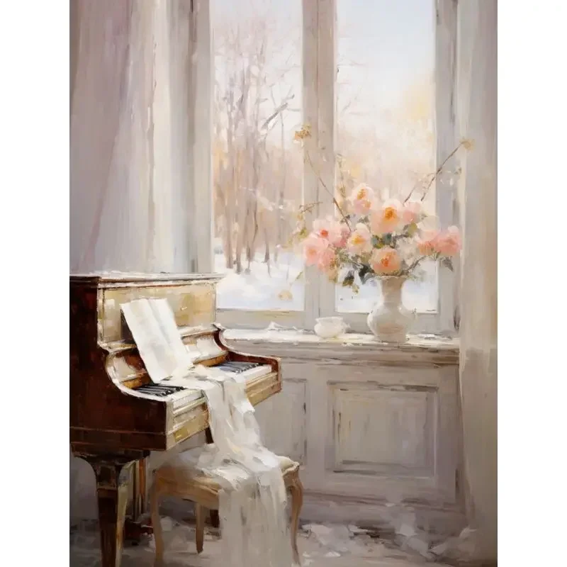 

580006 Paint By Number Piano Flowers Hand Painted Painting Art Gift Drawing On Canvas DIY Pictures By Numbers Kits Home Deco