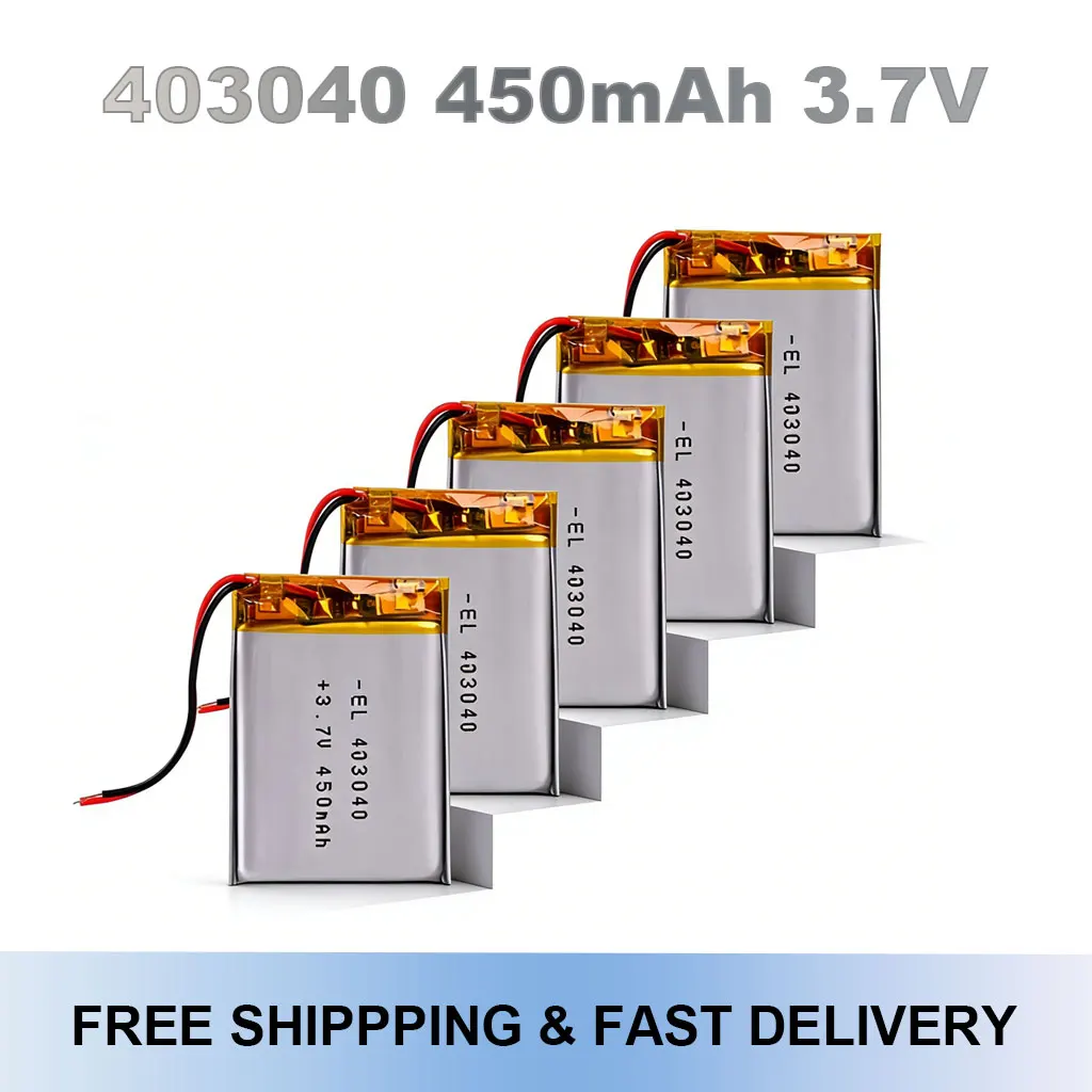 Rechargeable 403040 Li-Po Battery 3.7V 450mAh for Xduoo X2, G1W Dash Cam, DVR & Bluetooth Equipment