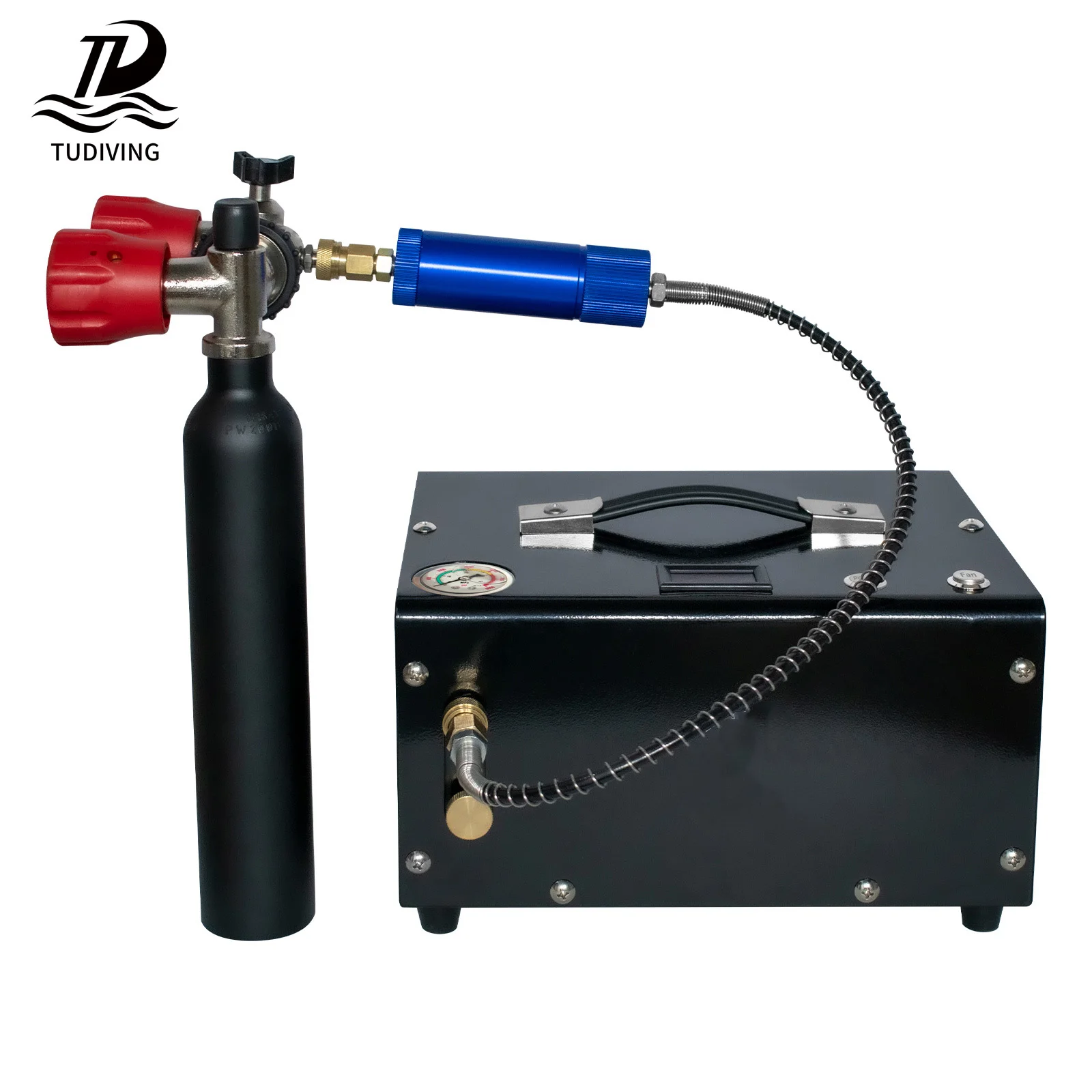 TUDIVING Convenient Manual Sensitive Reaction Stop 12v 220V/110V 4500psi Built-in Fan Cooling PCP Paintball Game Air Compressor