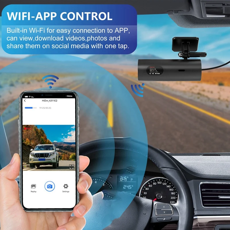 

Dash Cam 2K+1080P WIFI HD Driving Recorder Night Vision Driving Recorder Front And Rear View Camera