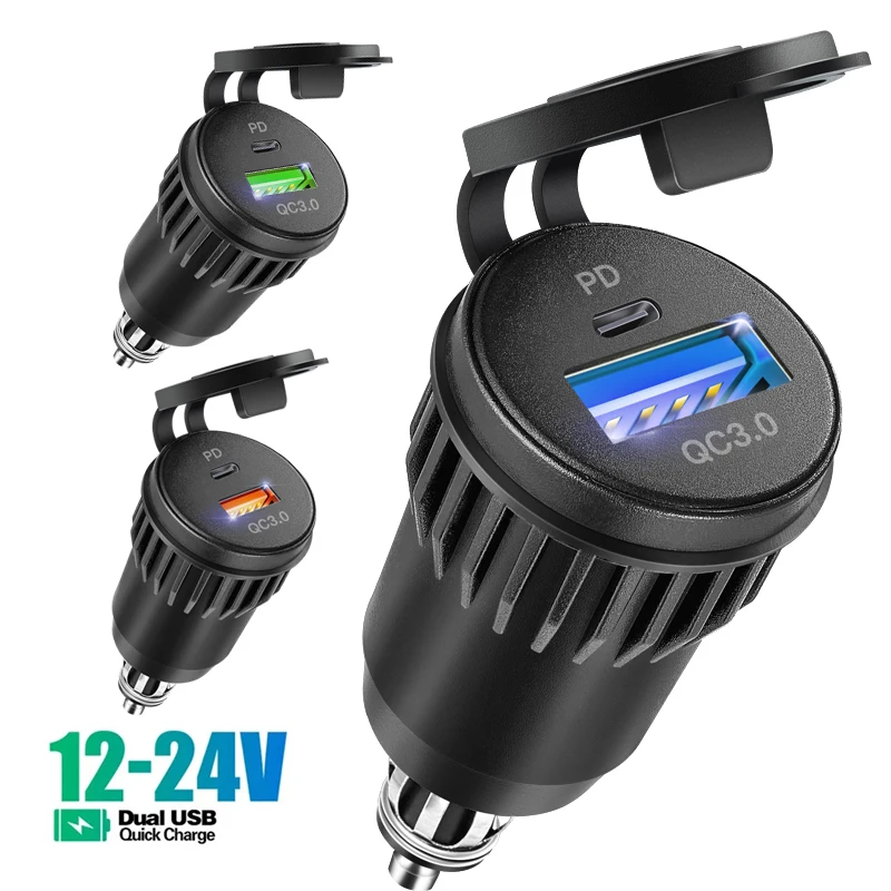 

Motorcycle QC3.0 USB Type C PD Fast Charger Power Adapter Hella DIN Plug Socket For BMW R1250 1300GS For Ducati For Triumph