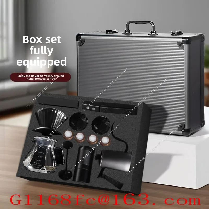 Luxury Aviation Case Pour-over Coffee Set Gift Box, Complete Kit for Travel & Outdoor Use