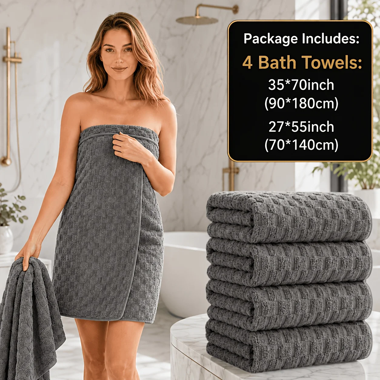 4pcs Oversized Bath Towel Set - 35