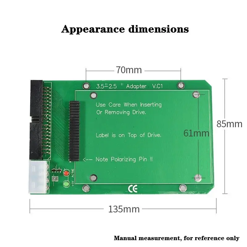Hard Drive 2.5-Inch to 3.5-Inch Adapter Card IDE 44Pin Female to 40Pin Male Interface Laptop Hard Drive to Desktop Hard Drive