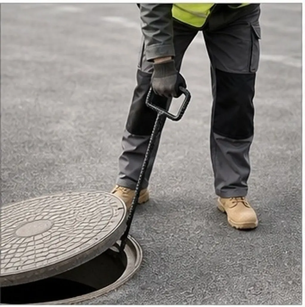 Steel Manhole Cover Hook Heavy Duty T Shaped Lifter Tool for Manhole Lid Septic Tank Cover Drain Grate Lifting Hook