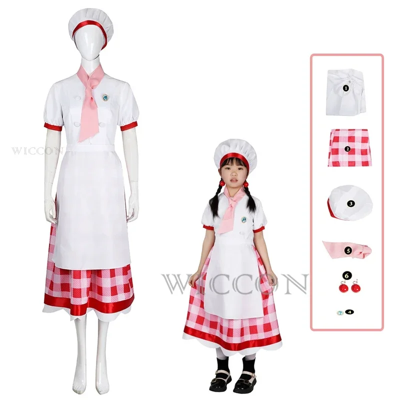 Game Princess Peach Showtime Cosplay Costume Pastry Chef Peach Cosplay Princess Dress Hat Earring Outfit For Women Kids Suit