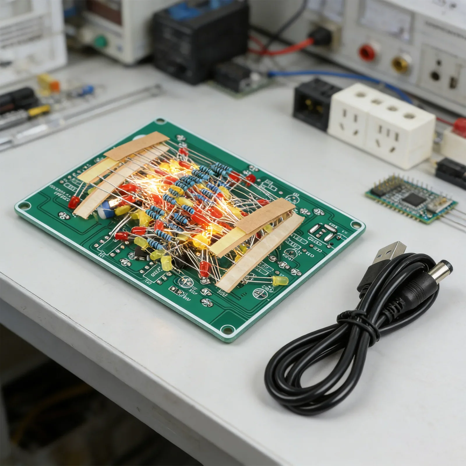 Red Yellow Electronic Learning Kit With Flowing LED Light Effect And Soldering Practice Features For Hobbyists