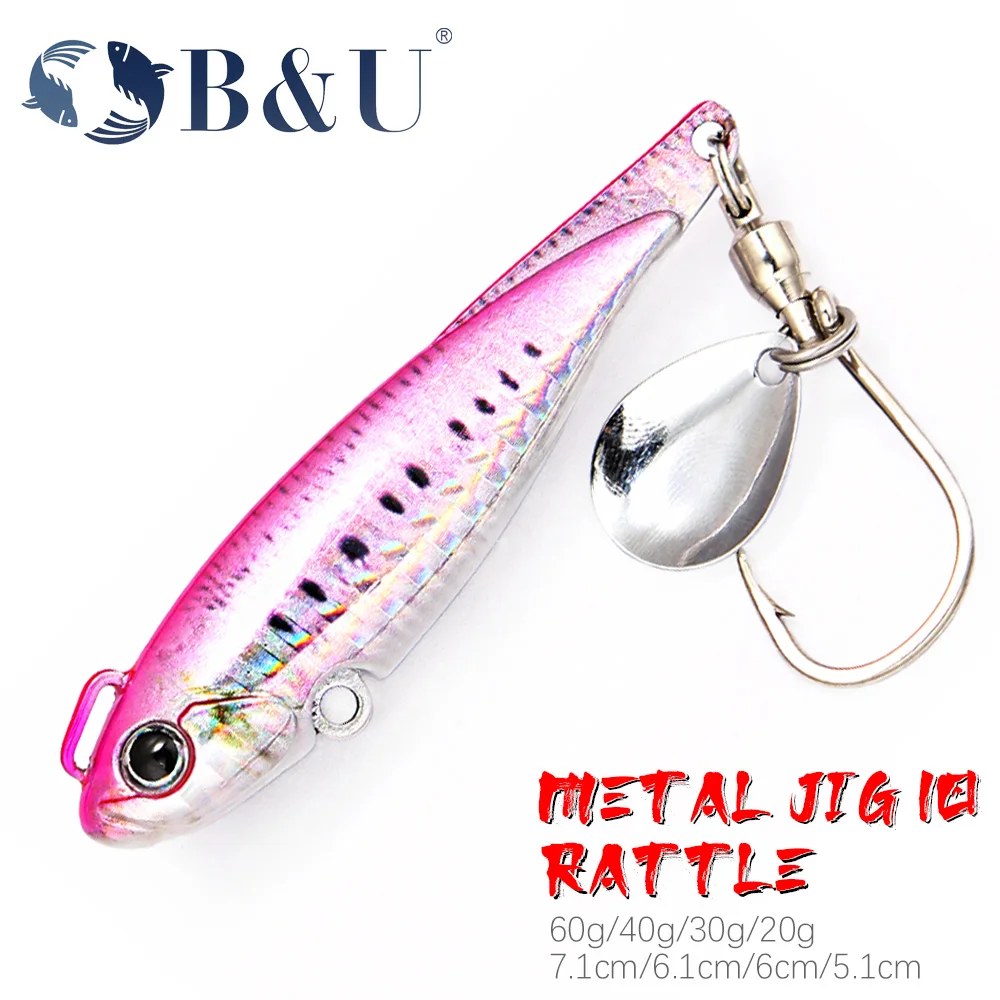 

B&U Saltwater Metal Jig Spin Tail Long Casting Fishing Lure Hard Swimbait Rotating Hook Tail Spinner Fishing Item