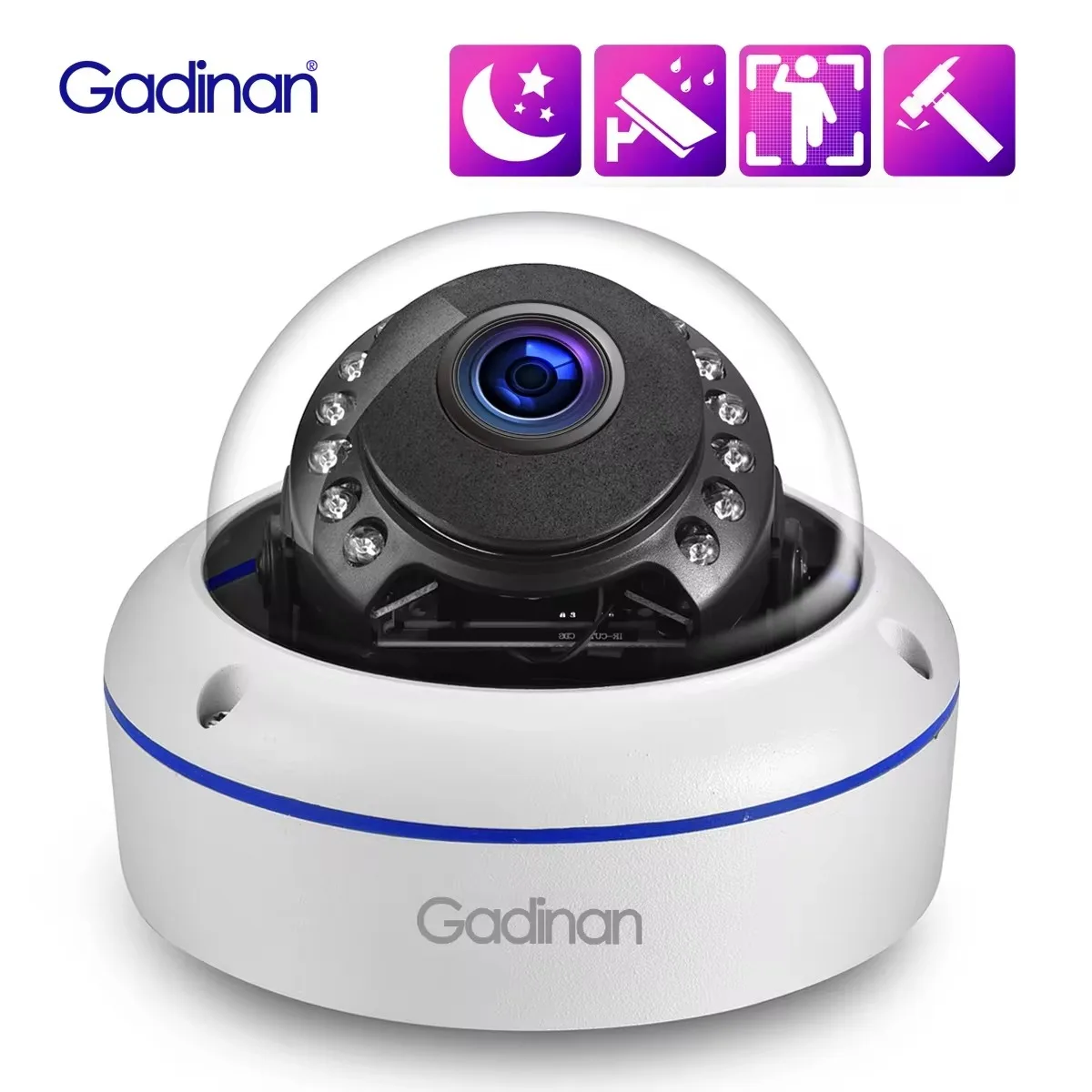 

Gadinan 8MP 4K IP Outdoor Hemispheric Night Vision Infrared Video Surveillance POE SONY IMX415 Surveillance AI Camera H.265+