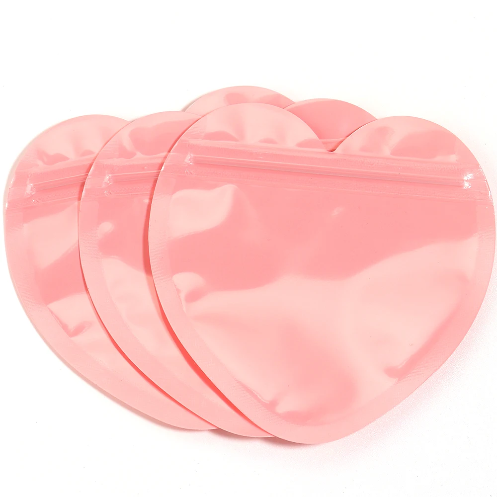 10/20/50pcs Heart Iridescent Zip Lock Bag Transparent Plastic Seal Bags for Jewelry Display Necklace Earrings Bracelet Packaging
