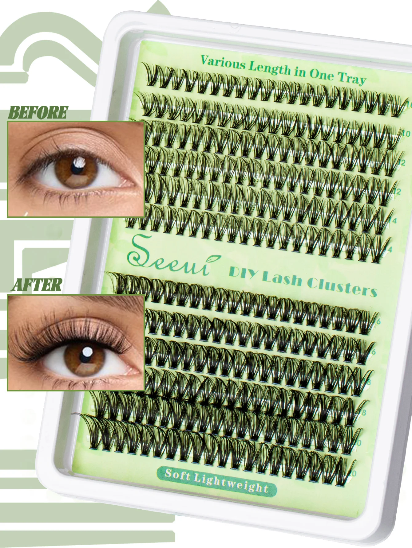 30-100D DIY Fluffy Eyelash Clusters Kit Thick Volume Wispy Individual Eyelashes Cluster Extensions With Bond and Seal Remover