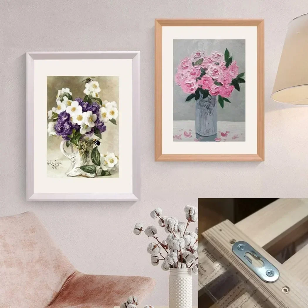 Two Hole Keyhole Hanging Brackets for Picture Frames Shelves Cabinets and Wall Art Metal Mounting Plates 10pcs Set