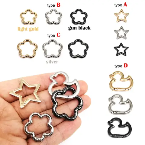 Star Duck Flower Shape Spring Ring Open Buckle Carabiner Snap Clip for Leather Bag Handbag Belt Strap Connector Key Findings