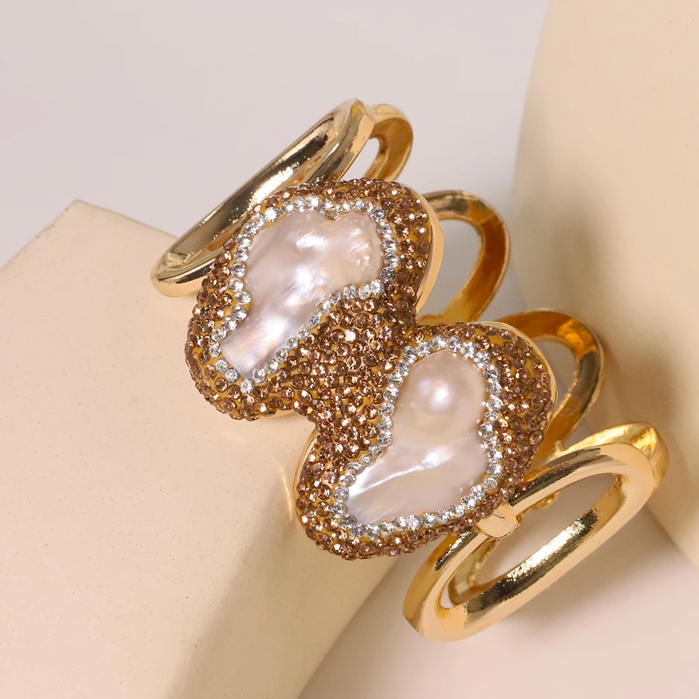Glseevo Natural Fresh Water Pearl Lnlaid Zircon Fashion Jewelry Femme Charm Bracelet Palace Retro StyleGB1100
