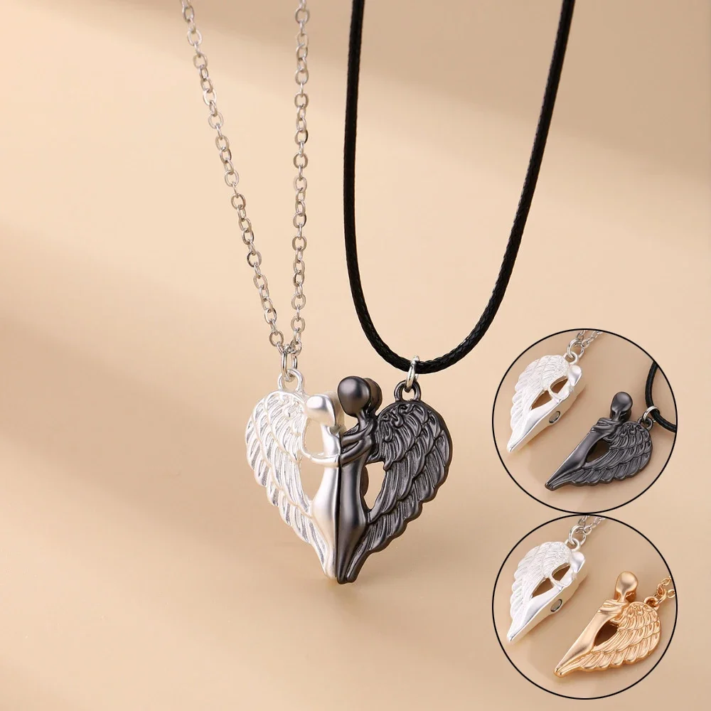 A Girl 2Pcs/set Cute Embrace Angels Best Friend Couple Necklace for Girls Fashion Friendship Gifts