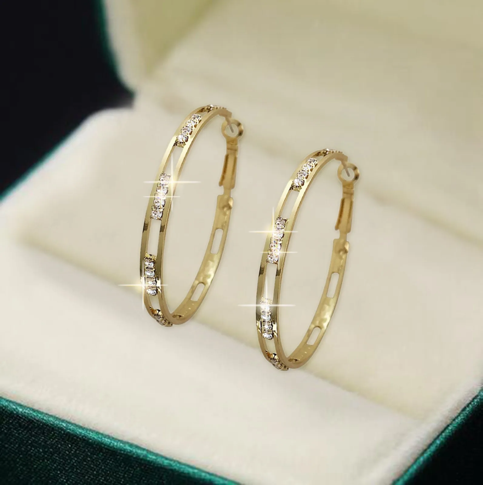 أقراط حجر الراين ذات الأطواق الكبيرة للنساء ، متدلية رفيعة ، أنيقة ، إكسسوارات قلم رصاص ، زفاف ، زوج واحد