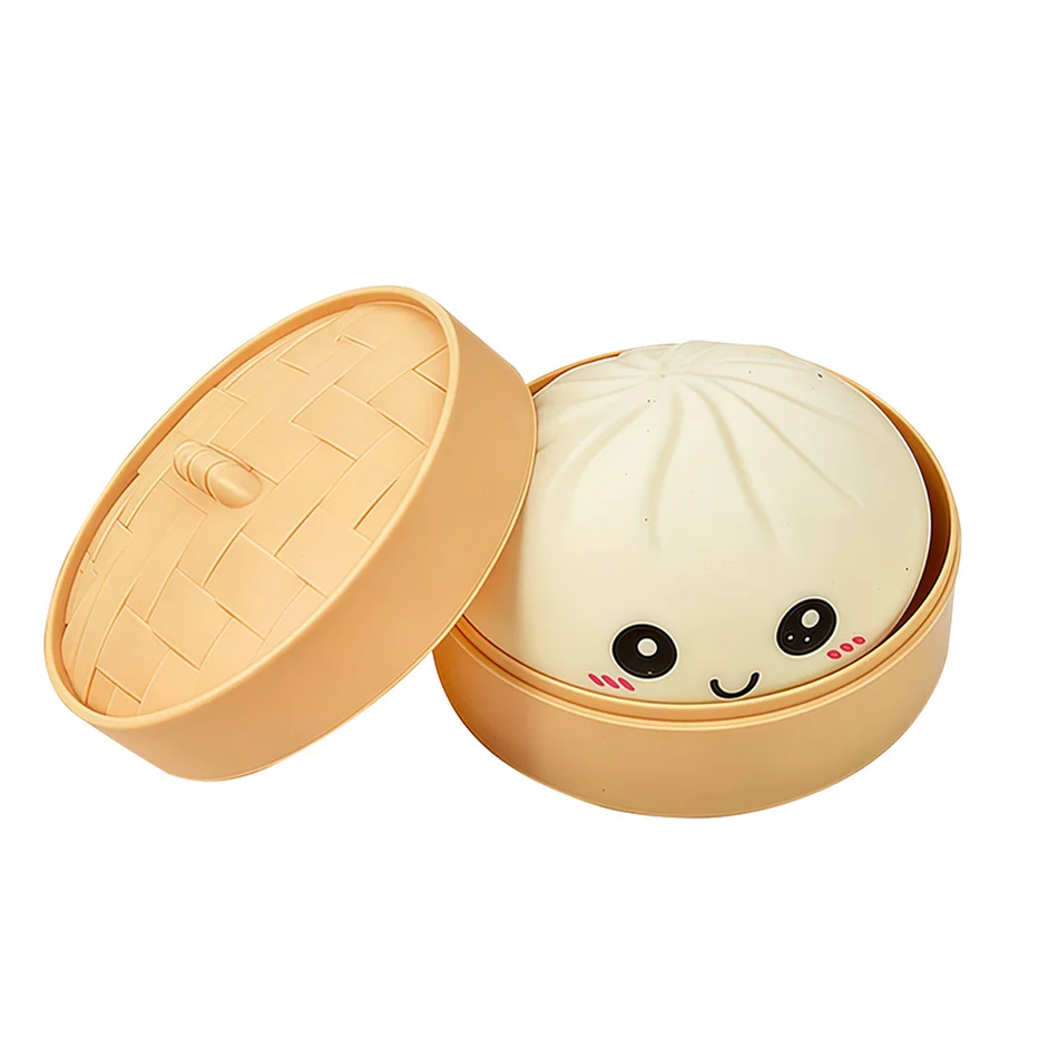 12 stuks Dumpling Stressballen Fidget Sensorisch Speelgoed Simulatie Eten met Kleine Stoompan Squeeze Deegbal Stressverlichting Hand Speelgoed