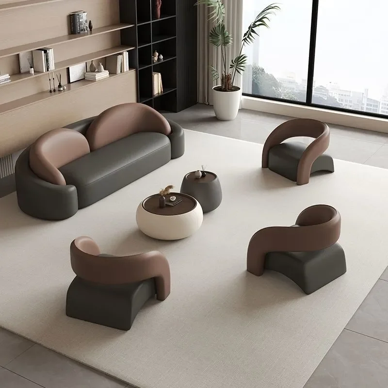 Curved Sofa Set for Office Reception Lounge Hotel Lobby Club Business Negotiation Multi Person Seating Combination Furniture