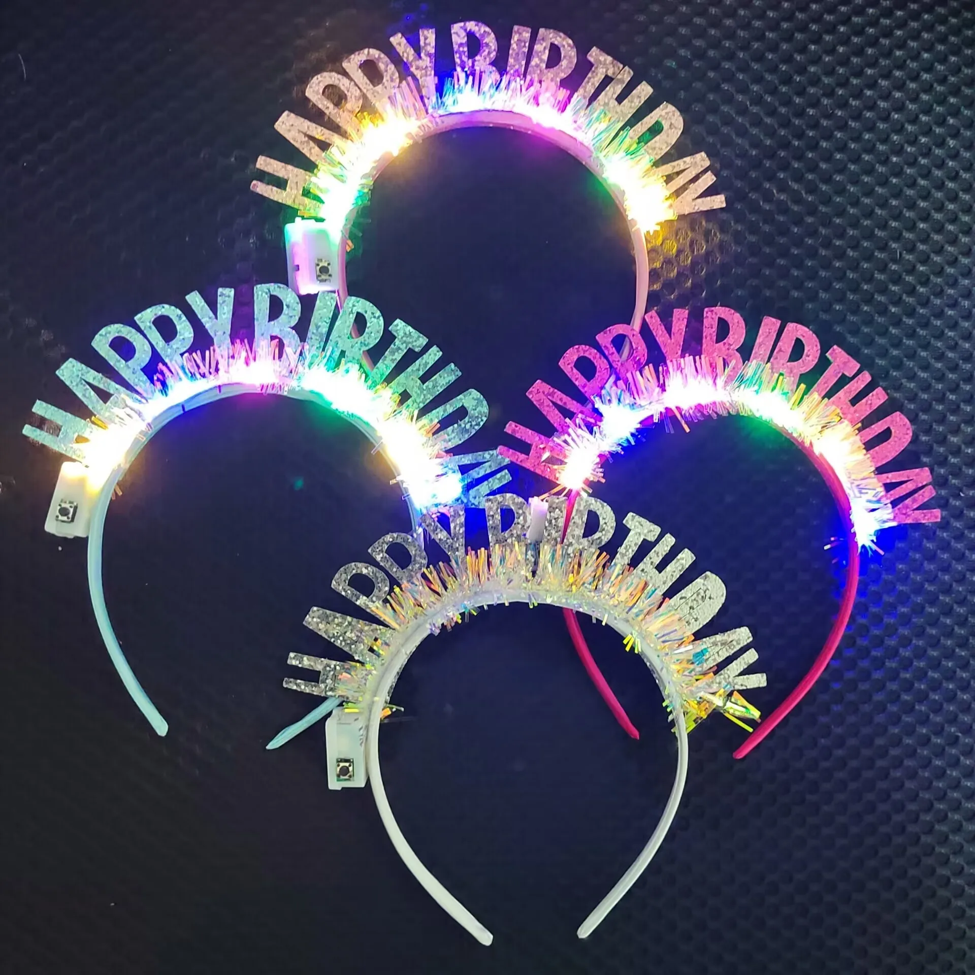 12pcs Light up Glow Flashing Happy Birthday Crown Headband Tiara for Women Girl Boy Party s Supplies   Wedding Festival