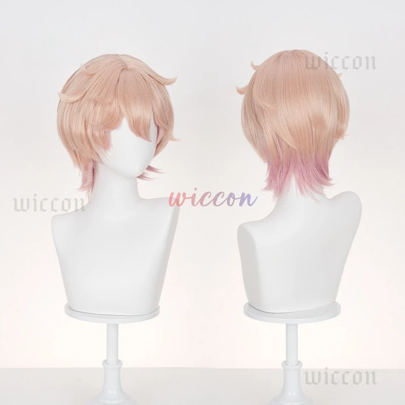جينشين إمباكت داليا شعر مستعار تأثيري برتقالي وردي شعر قصير القوطي مصاص دماء Heterochromia بوي Mondstadt حفلة الهالوين للنساء والرجال