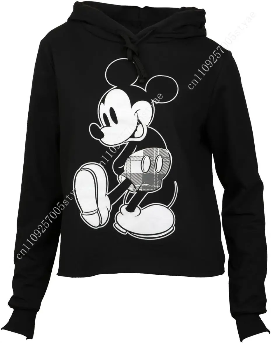 

Disney Mickey Mouse Hoodie Classic Plaid Juniors Crop Hoodie