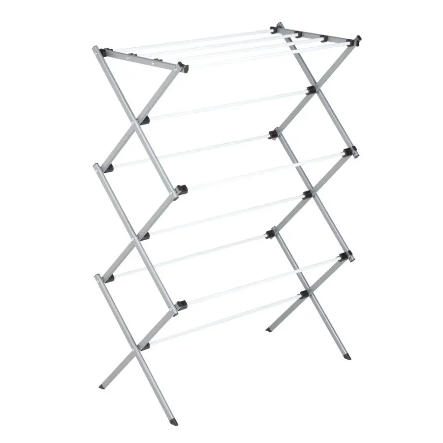 

Deluxe Metal Collapsible Clothes Drying Rack, 50 lbs, 29 x 14.2 x 42.1, White amp Grey