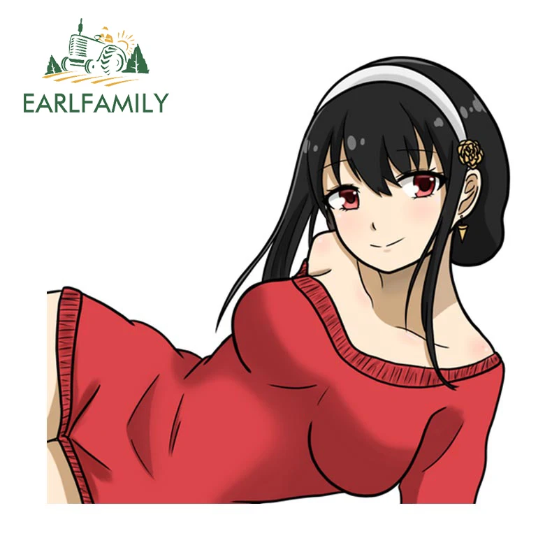 EARLFAMILY 13 cm x 12,6 cm für Yor Forger Autoaufkleber, Kofferraum, Anime, Motorrad, Autozubehör, Aufkleber, Laptop, Vinyl, wasserfest