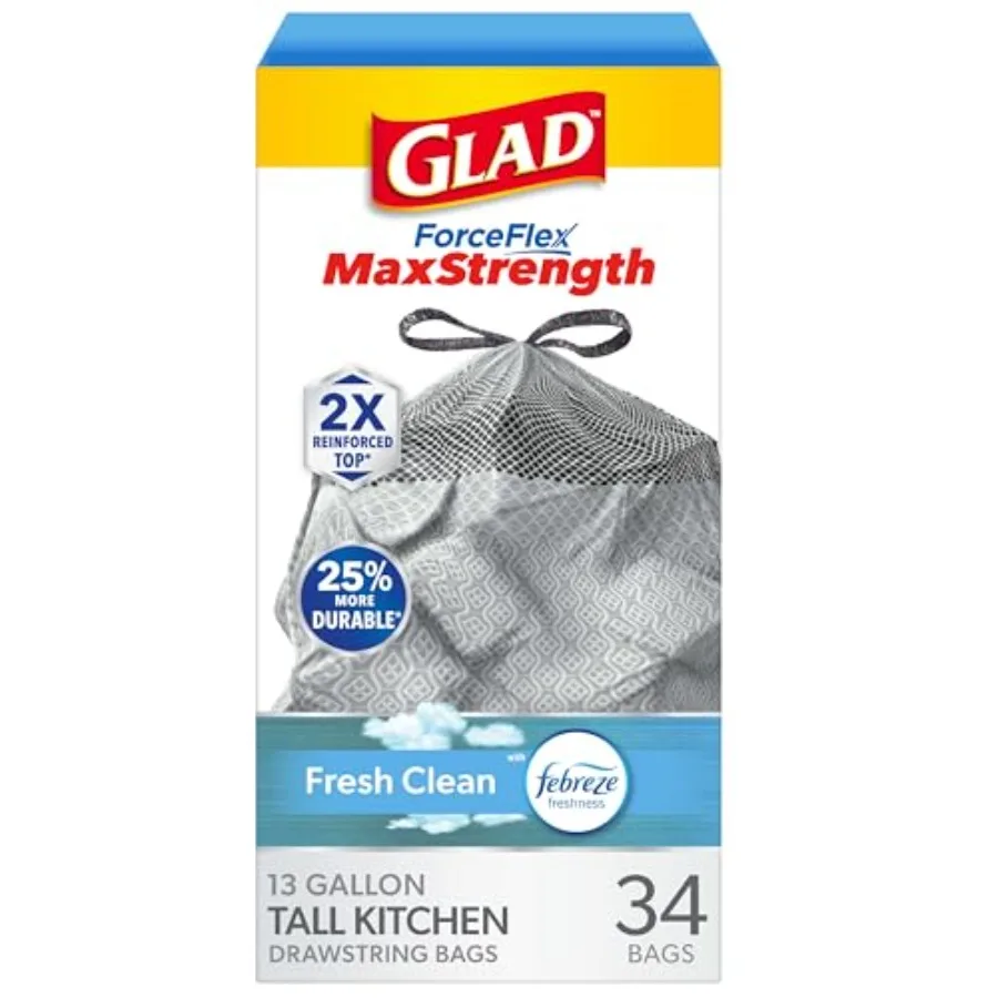 

ForceFlex MaxStrength Kitchen Trash Bags, 13 Gal,,34 Ct Package May Vary
