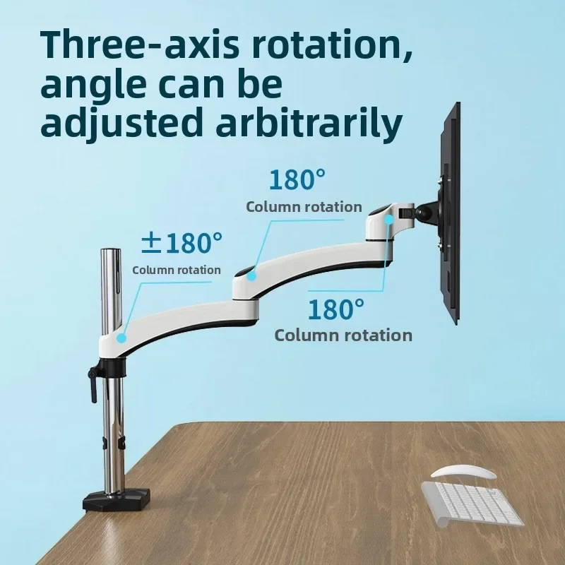 Monitor bracket desktop double-section telescopic, aluminum alloy 8kg lift and rotation industrial FE112C height increase