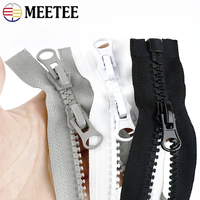 70-200cm 8# Resin Zipper for Clothes Single/Double Open-End Zip Garment Jacket Large Zips Bag Closure Sewing Zippers Repair Kits