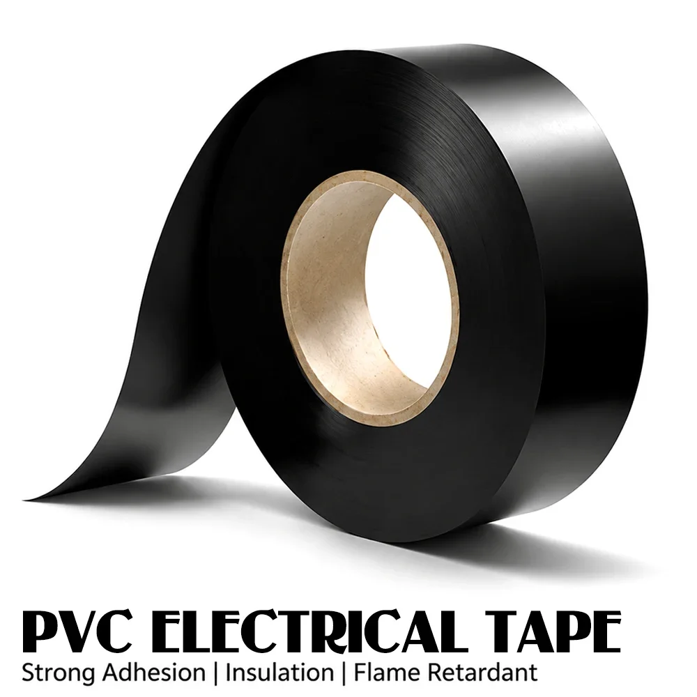 Width19mm Black PVC Tape High Adhesion Insulation Flame Retardant Waterproof Lead-Free Tape Weak Points and Prevent Breakage