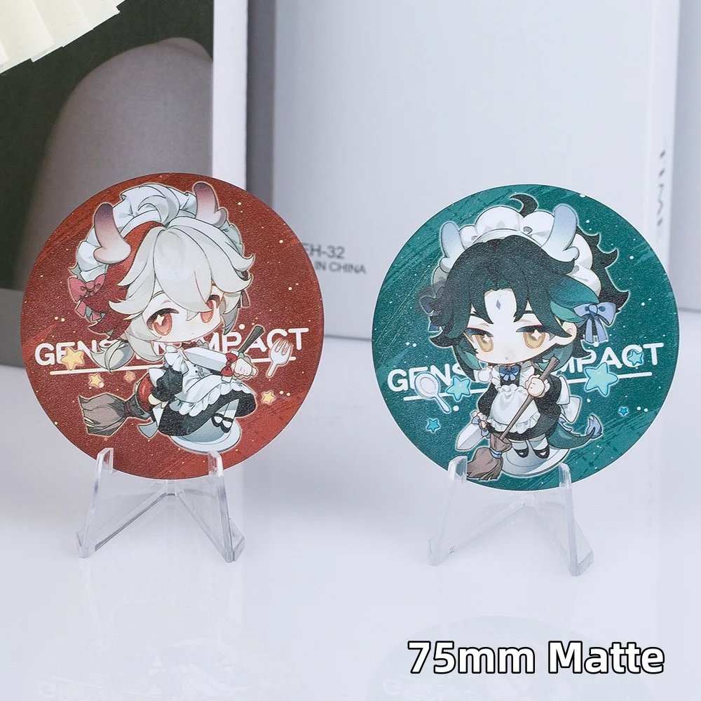 Jogo genshint novo laser fosco empregada broche andarilho xiao shikanoin heizou venti bonito dos desenhos animados anime pino acessórios cosplay presente