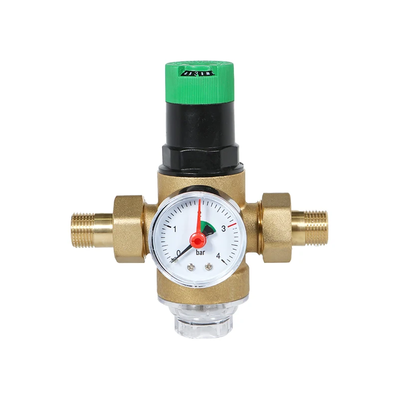 1/2inch Brass Pressure Reducing Valves with Gauge 16bar Max Pressure 110C Temperature for Drinking Water Housing Applications