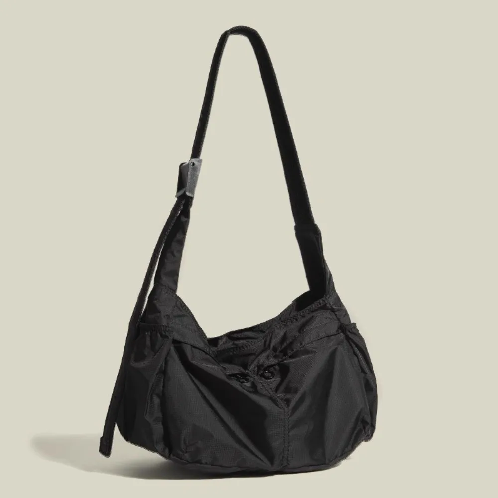 Versatile Portable Crossbody Bag Solid Color Large Capacity Messenger Bag Smooth Oxford Cloth Waterproof Shoulder Bag Unisex