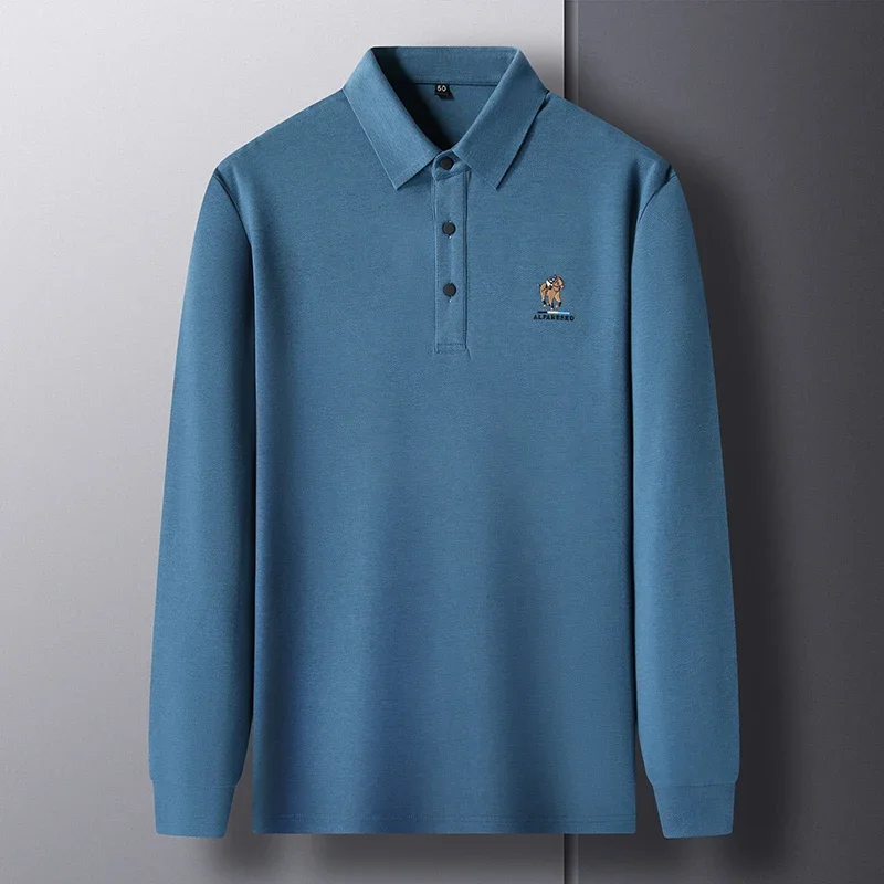 

High quality cotton long sleeve men's polo shirt autumn fashion new item pony print high-end design golf top casual Paul T-shirt