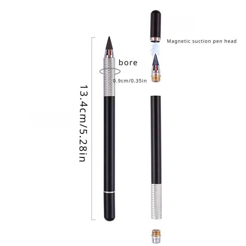 1Pc Metal Eternal Pencil Black Technology Cut-Free Writing Can Not Finish the Posture Pencil