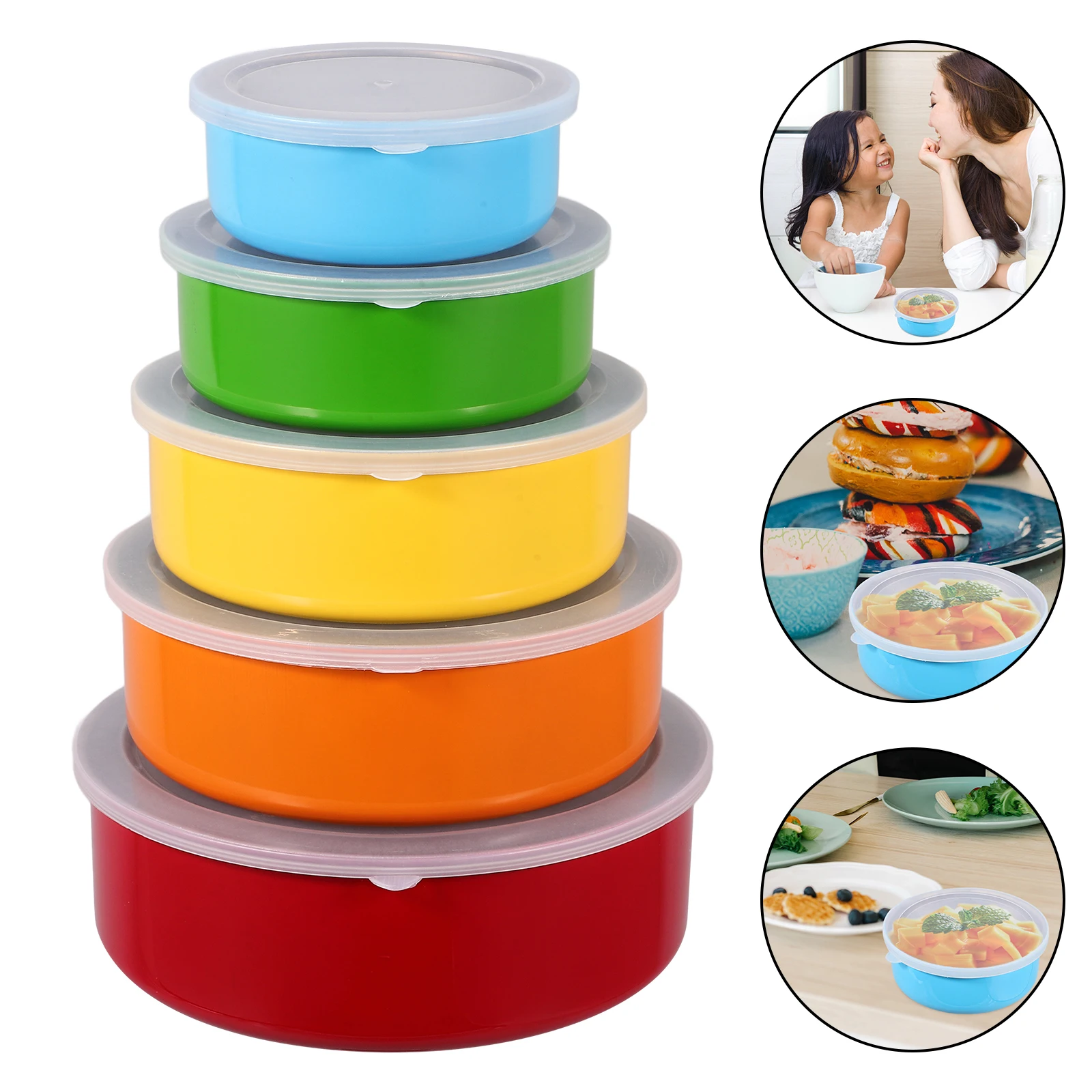

5 Pcs Five-piece Set of Fresh-keeping Boxes Bowls Freezer Storage Containers Food Meal Prep Reusable Snacks