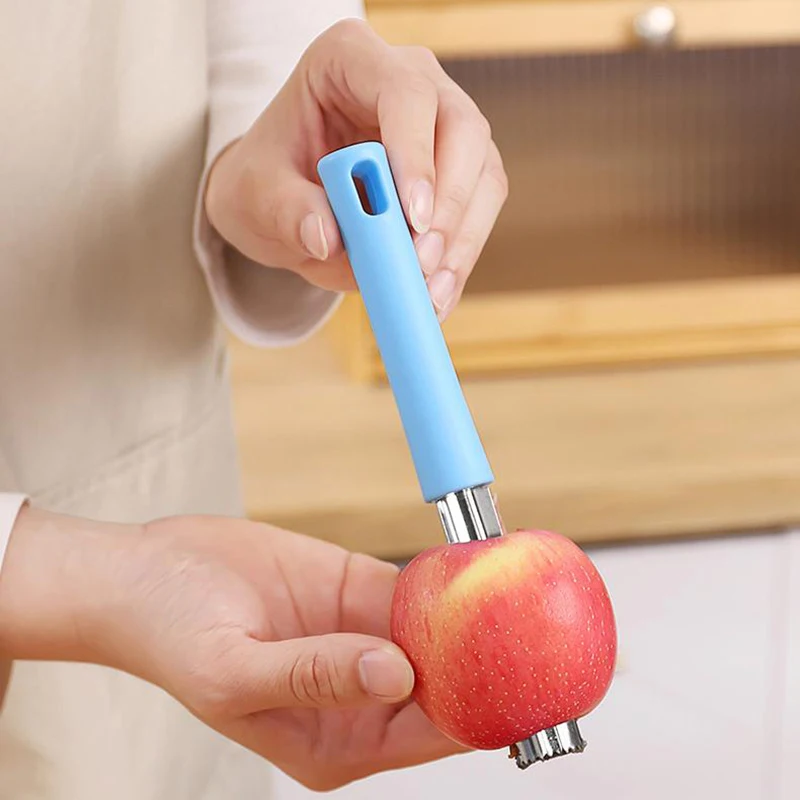 1 قطعة فاكهة من الفولاذ المقاوم للصدأ أخذ العينات الحمراء الكرز الكمثرى أخذ العينات الجوفية الفاكهة البذور الأساسية مزيل سكين الفاكهة الخضار أدوات #1