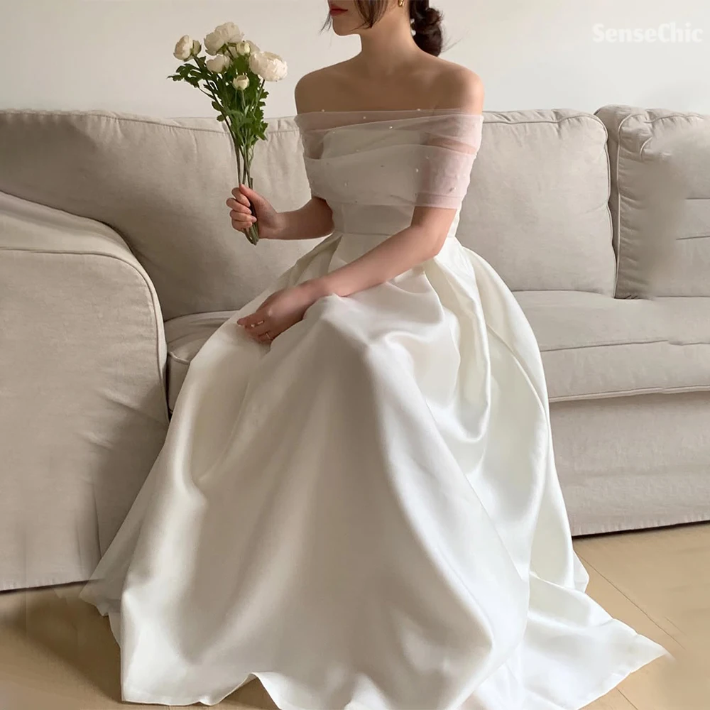 Wedding Dress Woman Satin Korea Sleeveless Strapless Ball Gown Ruched A Line Simple Romantic Bridal Gown Dress 2025 Customized